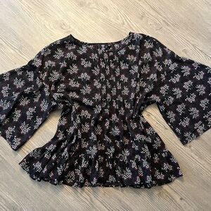 Uniqlo Anna Sui Oversized Women’s Dark Purple/Black(ish) Floral Top, size S